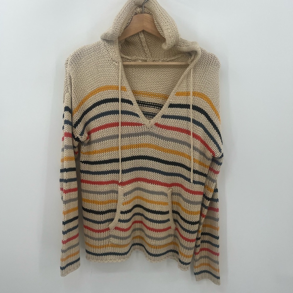 Lovestitch Multicolor Striped Hooded Oversized Sweater Small